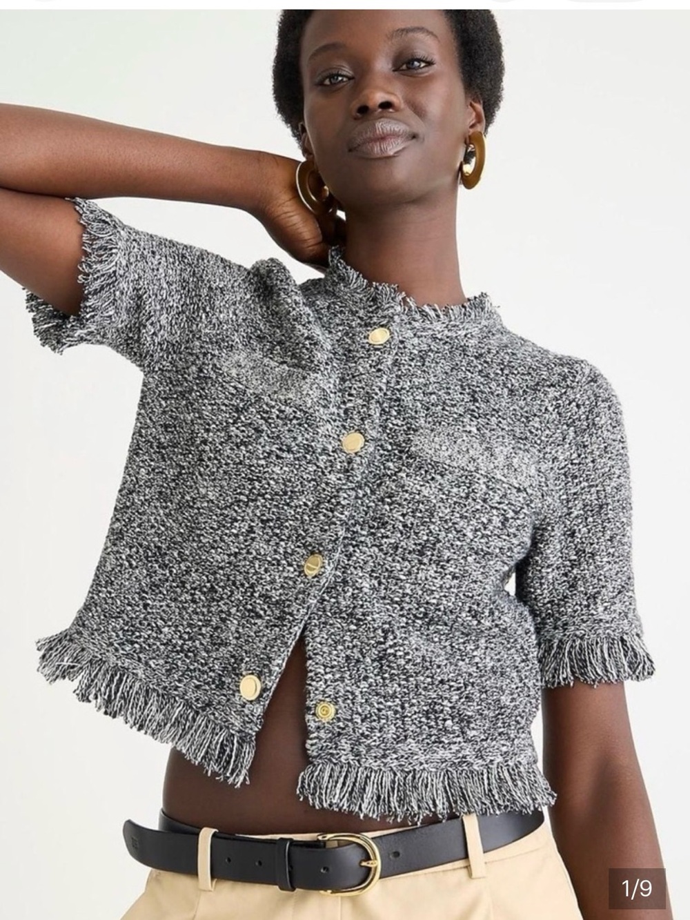 J Crew  Textured Short Sleeve Sweater in Charcoal Heather size 2